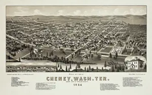 C1884: Bird's Eye View of Cheney, Wash. Ter. County seat of Spokan