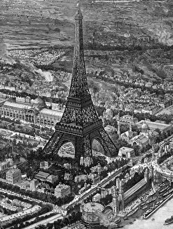 Eiffel: Bird's-eye view of the Eiffel Tower at the time