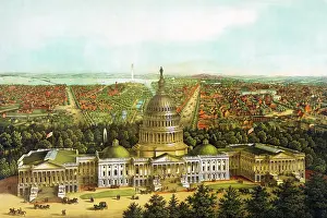 Potomac: Bird's eye view of Washington D.C. with the U.S