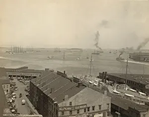 Wheelers: Bird's-eye view of waterfront, Boston, Mass