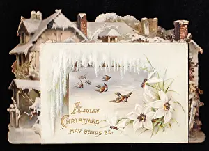Icicles: Birds and flowers on a Christmas card