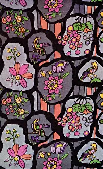 Brightly: Birds, flowers and fruits pattern for fabric