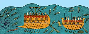 Nineveh: Bireme Sailing Ships, 7th Century BC