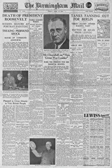Tolbukhin: The Birmingham Mail front page Allies advance on Berlin