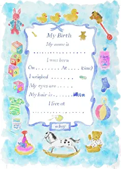 Bernice: Birth Announcement card for a boy