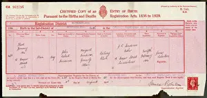 Presumed: BIRTH CERTIFICATE 1914