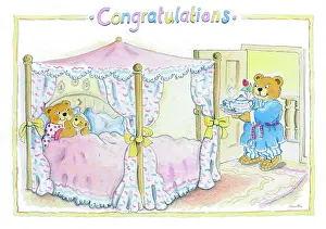 Four Poster: Birth Congratulations with Teddy Bears