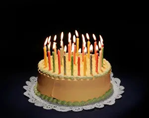 Frosting: Birthday Cake with Many Burning Candles
