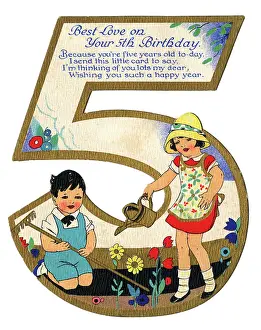 Chidren: Birthday card for a 5th Birthday
