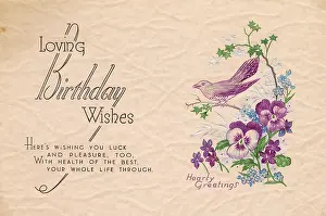 Hearty: Birthday card with bird and flowers