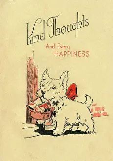 Scottie: Birthday card, Dog with basket