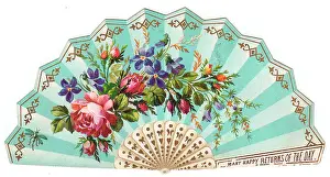 Rosebud: Birthday card in the form of a fan