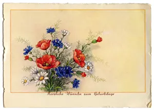 Cornflower: Birthday card with summer flowers