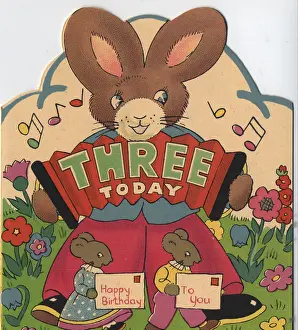 Accordian: Birthday card - Three today