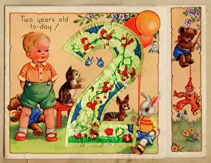 Rabbits: Birthday card, Two years old today!