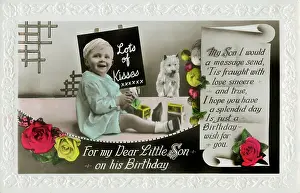 The Roseries Collection: Birthday Greetings Postcard - For My Dear Little Son