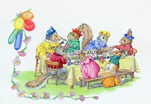 Birthday Party " animals at tea party