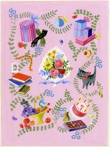 Emblems: Birthday presents, flowers, cake etc