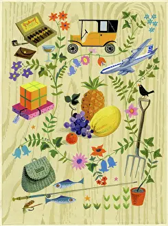 Tackle: Birthday presents, fruit, old motor car etc