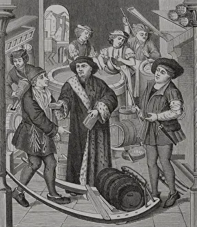 Rates: The bishop of Tournai receiving the tithe of beer