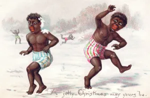 Underpants: Two black boys on a Christmas card