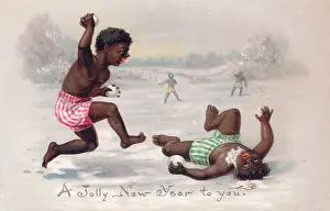 Underpants: Two black boys on a New Year card