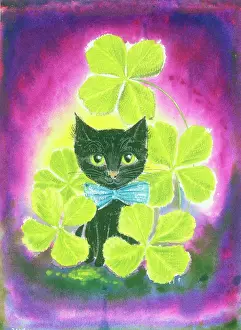 Clovers: Black cat with four-leaved clover