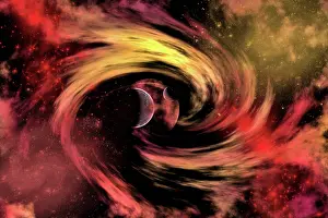 Universe: A black hole pulling in planets in its gravitational field