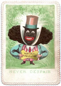 Optimist: Black man on a comic greetings card