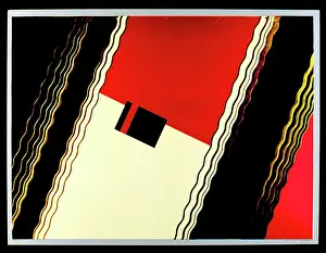 Abstracts: Black, red and cream abstract art deco design