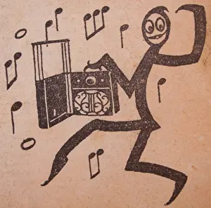 2488: Black silhouetted character dancing, musical