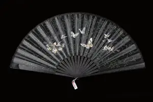 Ebony: Black silk fan, 1890-1900