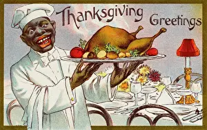 Jovial: Black Waiter with Thanksgiving Turkey