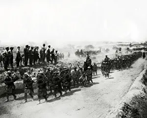Pipers: Black Watch returning from trenches, Western Front, WW1