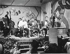 Ngoma: Black and white image of jazz band performing