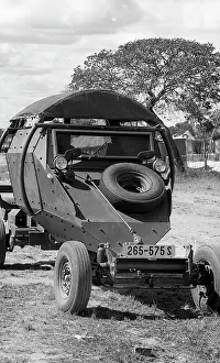 Zanu: Black and white photo of armoured vehicle at protected