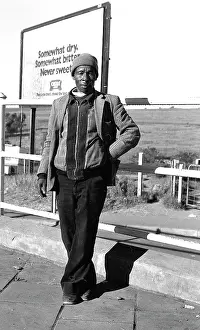 Transkei: Black and white photo of man in front of Castle