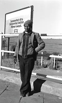 Transkei: Black and white photo of man in front of Castle