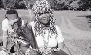 Herbalist: Black and white photo of two sangomas and inyangas;
