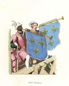 Georges Duplessis: Black and white tournament trumpeters, France, 16th century