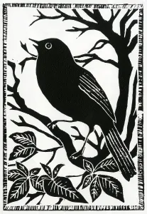 Cuts: A blackbird sings whilst perched on a branch
