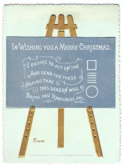 Blackboards: Blackboard with comic verse on a Christmas card