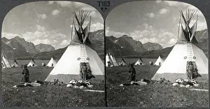 Stereograph: Blackfeet, native american, tipi