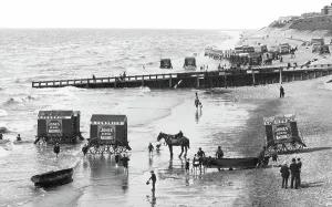 Groyne: Blackpool, Bathing Machines on the Beach 1890