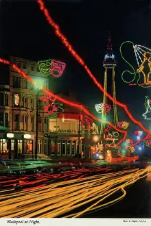 Blackpool at Night - John Hinde postcard