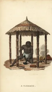 Senegambia: Blacksmith or goldsmith at work, Senegambia, 18th century