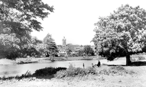 Stour: Blandford Forum, from across the River Stour c1955