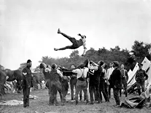 Tossing: Blanket tossing at Tadworth Camp, Surrey