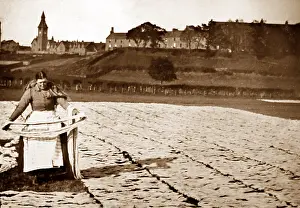 Bleaching: Bleaching yarn on grass, linen production, Victorian period