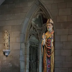 Umbria: Blessing Bishop statue, The Met Cloisters, New York, USA